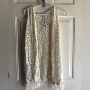 Evsie White Crochet Duster XL